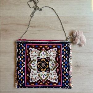 Steve Madden Embroidered Beaded Multicolor Crossbody Boho Bag